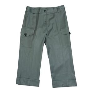 Ulla Johnson Green Wool Cuffed Cargo Capri Pants